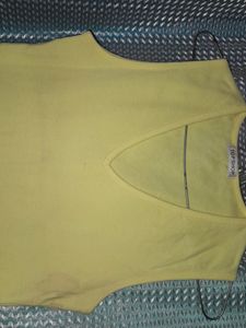 Cut Sleeves Yellow Top Hanging Front,Sale 70