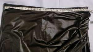 SHEIN Wrap Style ruched PU leather Skirt