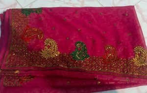 Pink Embroidered Saree