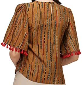 Woven Pattern Top with Flared Sleeves