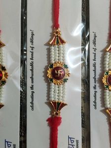 Swastik Rakhi With White Pearls💗