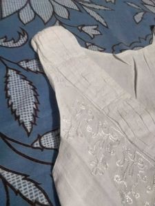 White Embroidered Sleeveless Dress
