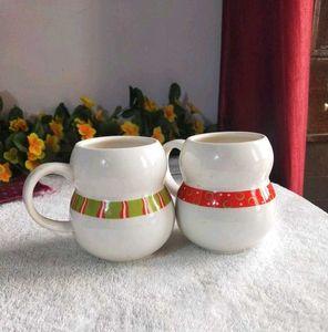 Snowman Ceramic Coffee Mugs - Set of 2
