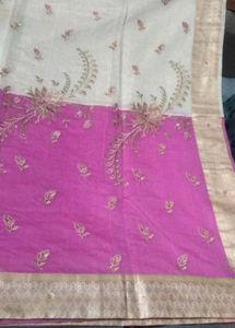 Embroidered pink saare{only saare,No blouse Piece}