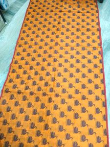 Yellow Swan Print Saree