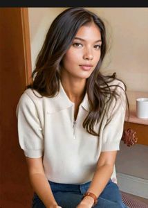 Off White Spread Collar Top