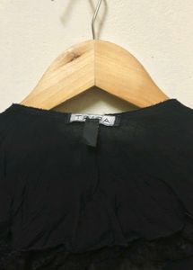 Trendy New Ruffled Black Sheer Blouse