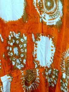 Orange Sleeveless Print Dress Fits To S - XL