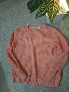 Peach Knit Pullover Sweater