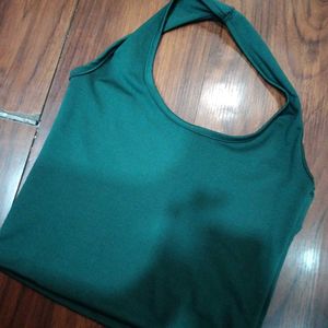 GREEN HALTER TOP