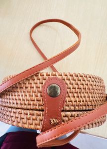 Rattan Round Crossbody Bag