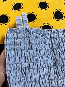 Cute Blue Smocked Crop Top