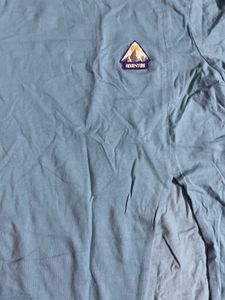 Blue Graphic T-Shirt front side slit t-shirt