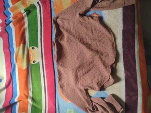 Brown Button-Down Crop Top