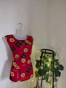 Red Floral Chinese Top