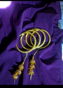 •Set of Neckpiece+ Mangtika &amp; ✨ Latkan Bangles•