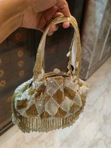 Golden White Batua Bag