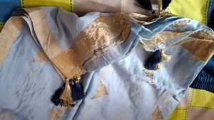 Elegant Blue &amp; Gold Embroidered 3 piece