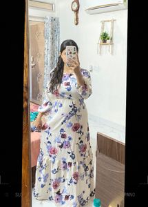Ballon Sleeves Long Floral Dress