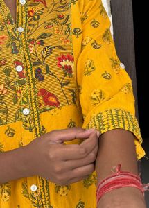 Mustard Printed Kurta