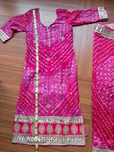 52) Pink Ethnic Bandhani GotaPatti Kurta Set