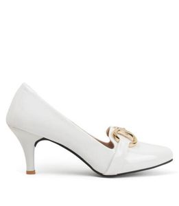 White Heels with Gold Detail