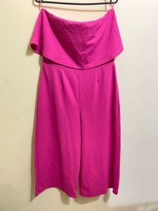 Hot Pink Strapless Jumpsuit