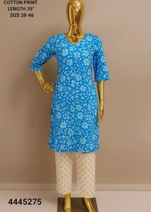 Floral Cord Set Long Kurti Pant