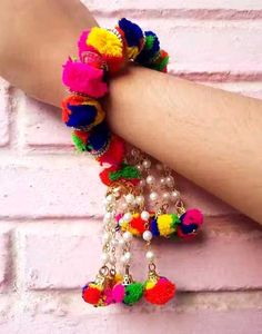 Colorful Pom Po Bracelet