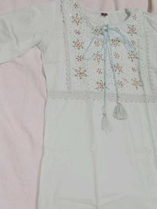 Mint Embroidered Blouse with Tassels