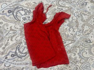 Rust Orange Zara Off Shoulder Crop Top