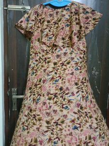 New Stylish Beige Colour Soft Crepe Gown