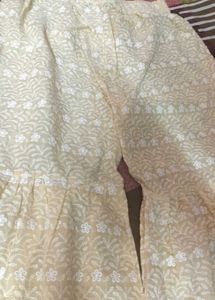 Floral Embroidered Kantha Work Kurti With Sharara