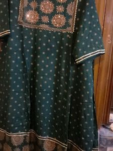 Emerald Green Kurti with Gold Detailing