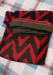 New Red &amp; Gold Saree With Mirror Work On Border
