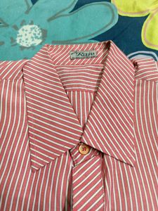 Striped Casual Shirt red white