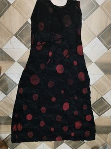 Black Sleeveless Maxi Dress with Red Polka Dots