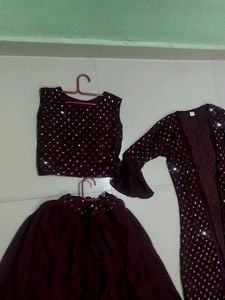 New Beautiful 3 Pc Lahenga Choli With Free G