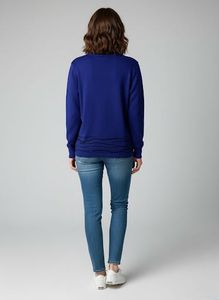 Elegant Blue Floral Sweater