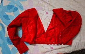 Red Embroidered Blouse