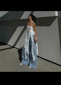 Ruffled Wide Leg Jeans