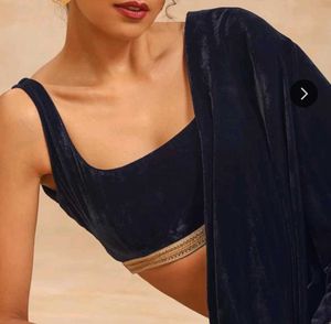 Velvet Padded Cut Sleeve Blouse With Gota Lace