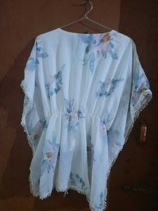 Floral Print Sheer Beach Cover-Up