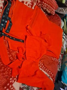 Elegant Orange Saree with Blouse