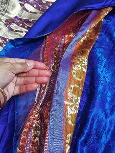 Elegant pure pashmina Blue Banarasi Saree