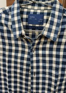 Zara Slim Fit Blue And White Check Shirt