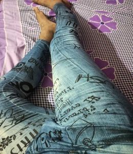 Denim  Printed Leggings