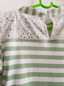 Striped Green Casual Dress