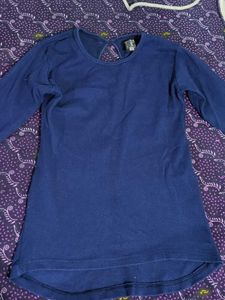 Navy Long Sleeve Casual Top