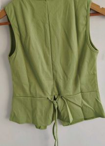Green Button-Down Sleeveless Top
